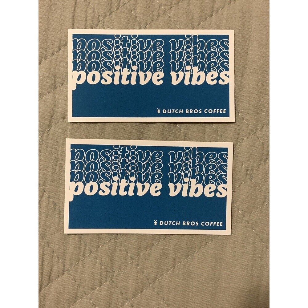 Dutch Bros Brothers Coffee Positive Vibes May 2020 Sticker Blue & White Lot Of 2